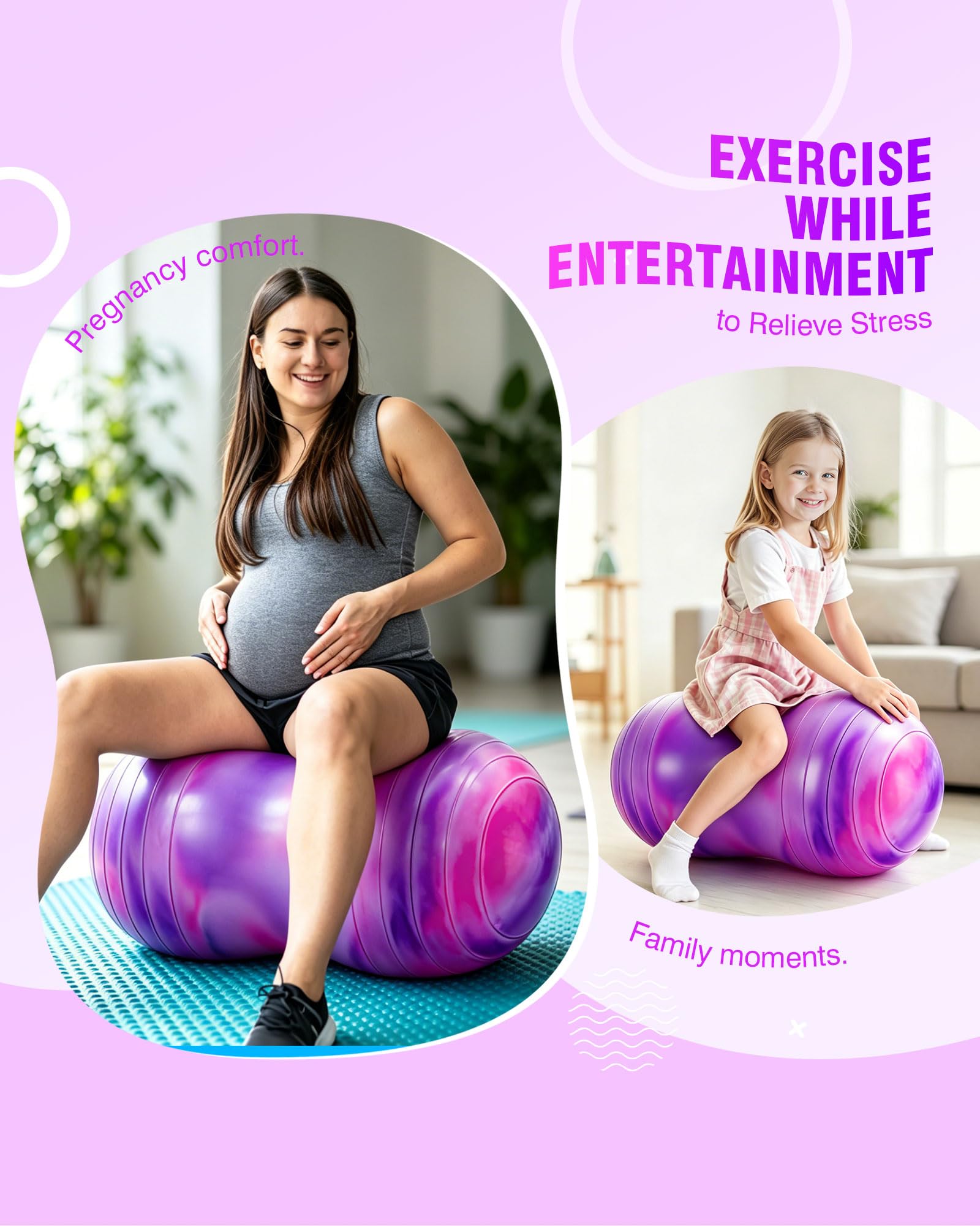ZOOJOY Erdnussball für Kinder und Erwachsene – 45,7 cm/50,8 cm Anti-Burst-Gymnastikball für Schwangerschaft und Arbeit, sensorischer Wackelsitz, Kernstärke, Gleichgewicht, Physiotherapie