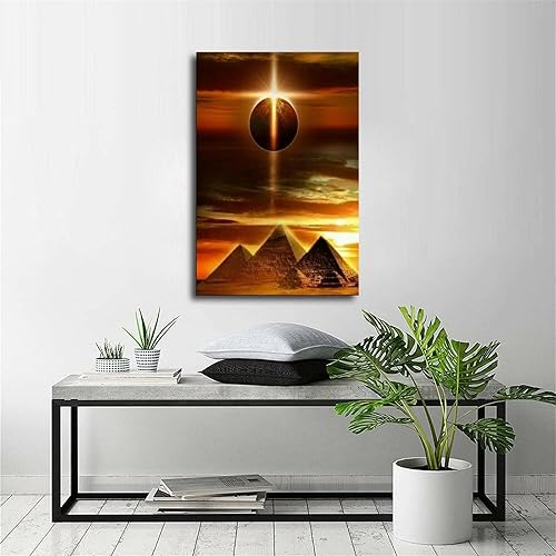 Miniatura 6 de XLPOP Pósteres decorativos Dark S de pirámides egipcias y camellos, arte de pared, lienzo decorativo para dormitorio, decoración del hogar, obras de