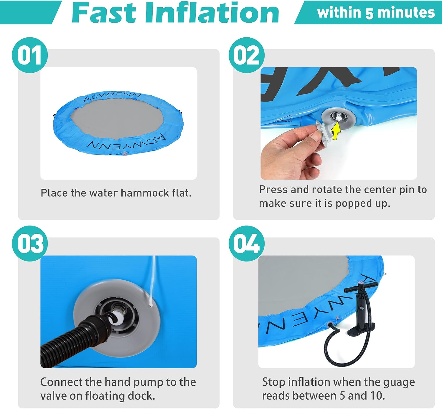 6/8/10/12FT Inflatable Water Hammock Lake Floats for Adults Round Floating Ring Hammock for Lake Pool Beach