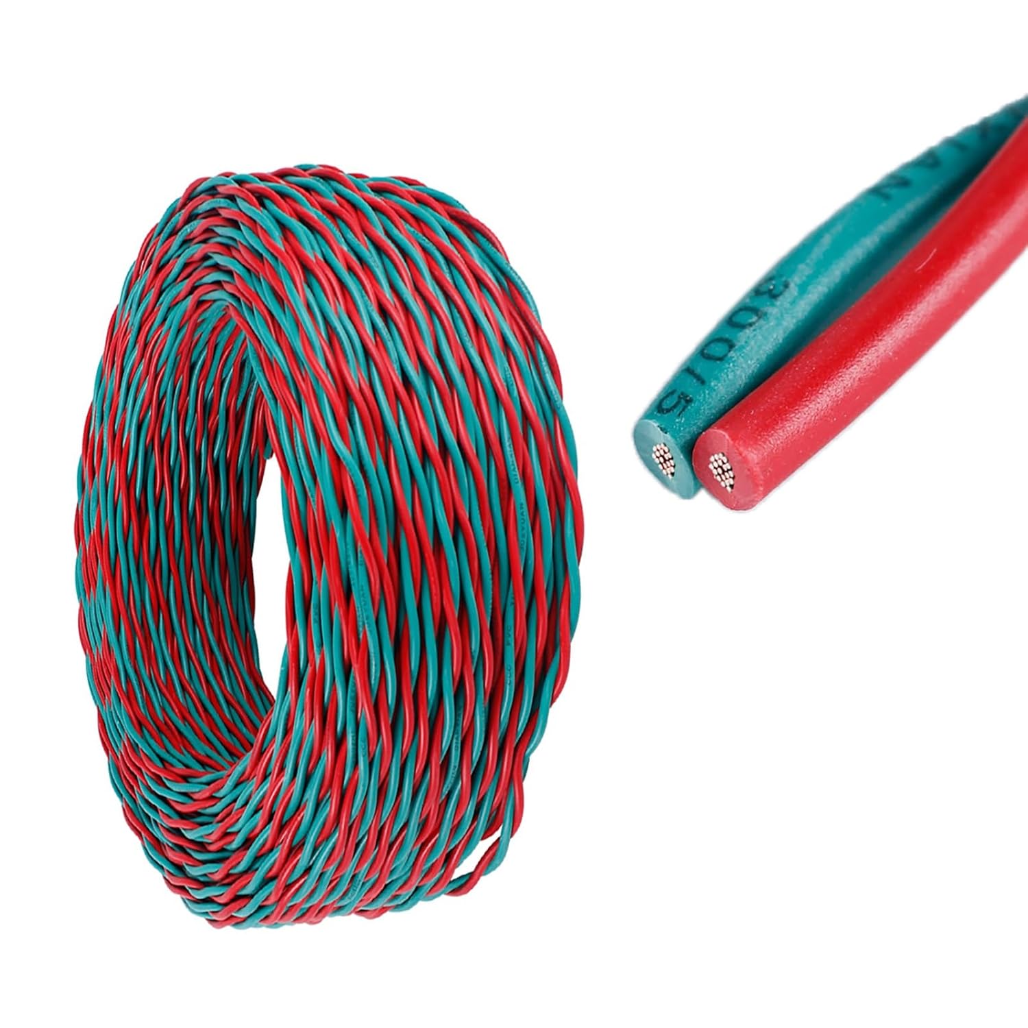 RVS 2 Core Twisted Pair Electrical Wire Pure Copper Flexible Wire Lamp Head Wire 0.5/0.75/1/1.5/2.5 mm² Fire - Resistant & Household - Use Power Line - Resistant and Soft(60ft,2C-1.5MM2)