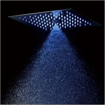 12 Inch LED Rain Shower Head Black 2 Function Rainfall Shower Head Ceiling Mount 304 Stainless Steel Square Showerhead Large 64 Colors Fixed Shower Head,Phone Control
