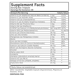 envitamin Womens Methylated Multivitamin Multimineral Horsetail, Iron, Biotin Complex with L Methylfolate for Ultra Absorption