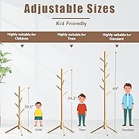 Vista 5 de Haddockway Perchero de madera con 8 ganchos, pino de Nueva Zelanda, 3 abrigos ajustables, fácil montaje para abrigos, sombreros, bufandas y bolsos