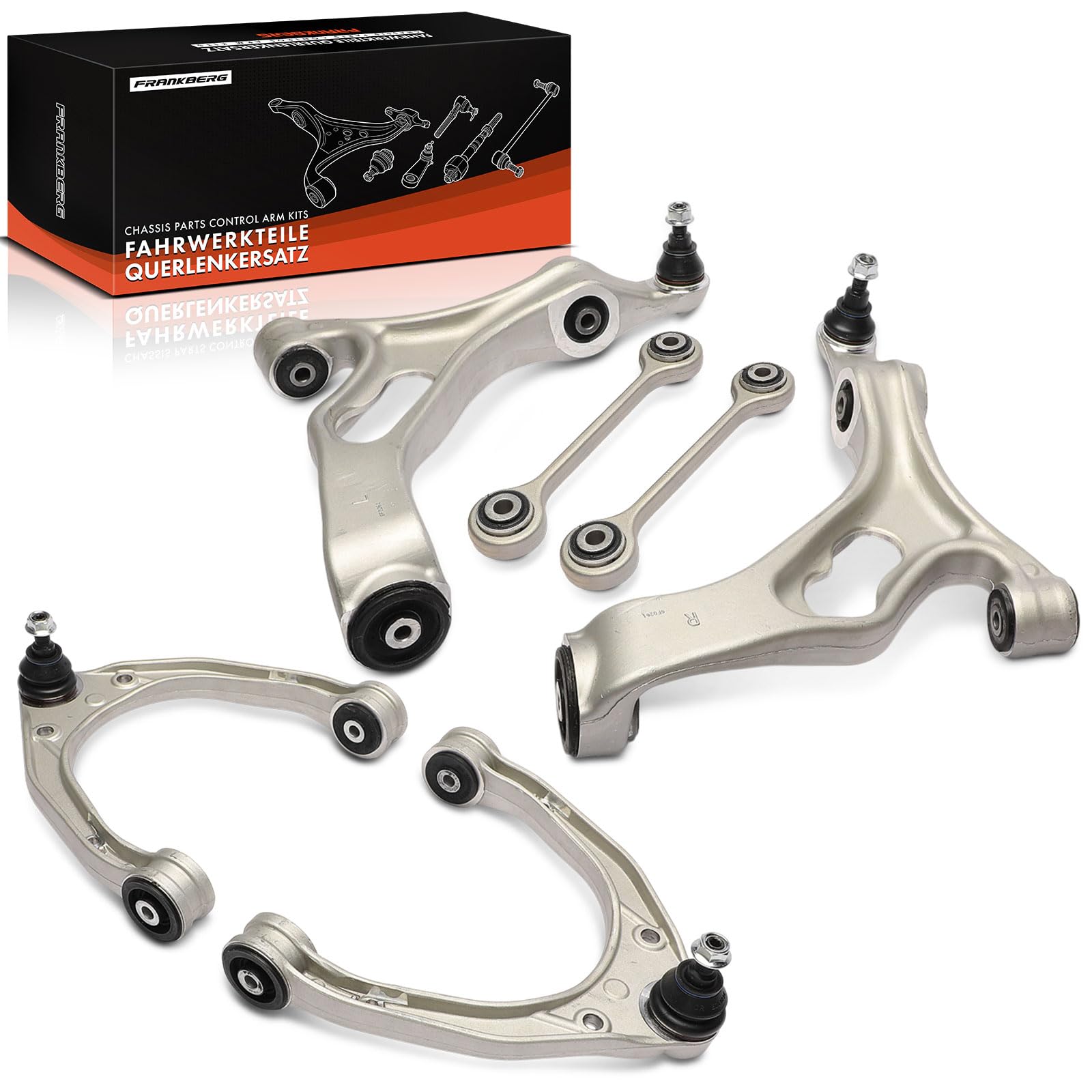 Frankberg 4 brazos de control con rótulas + 2 bieletas estabilizadoras | 7L0411317, GS70815; Compatible con: C.a.y.e.n.n.e 92A, C.a.y.e.n.n.e 9PA, Q7 4LB, T.o.u.a.r.e.g 7L6 7L7 7LA