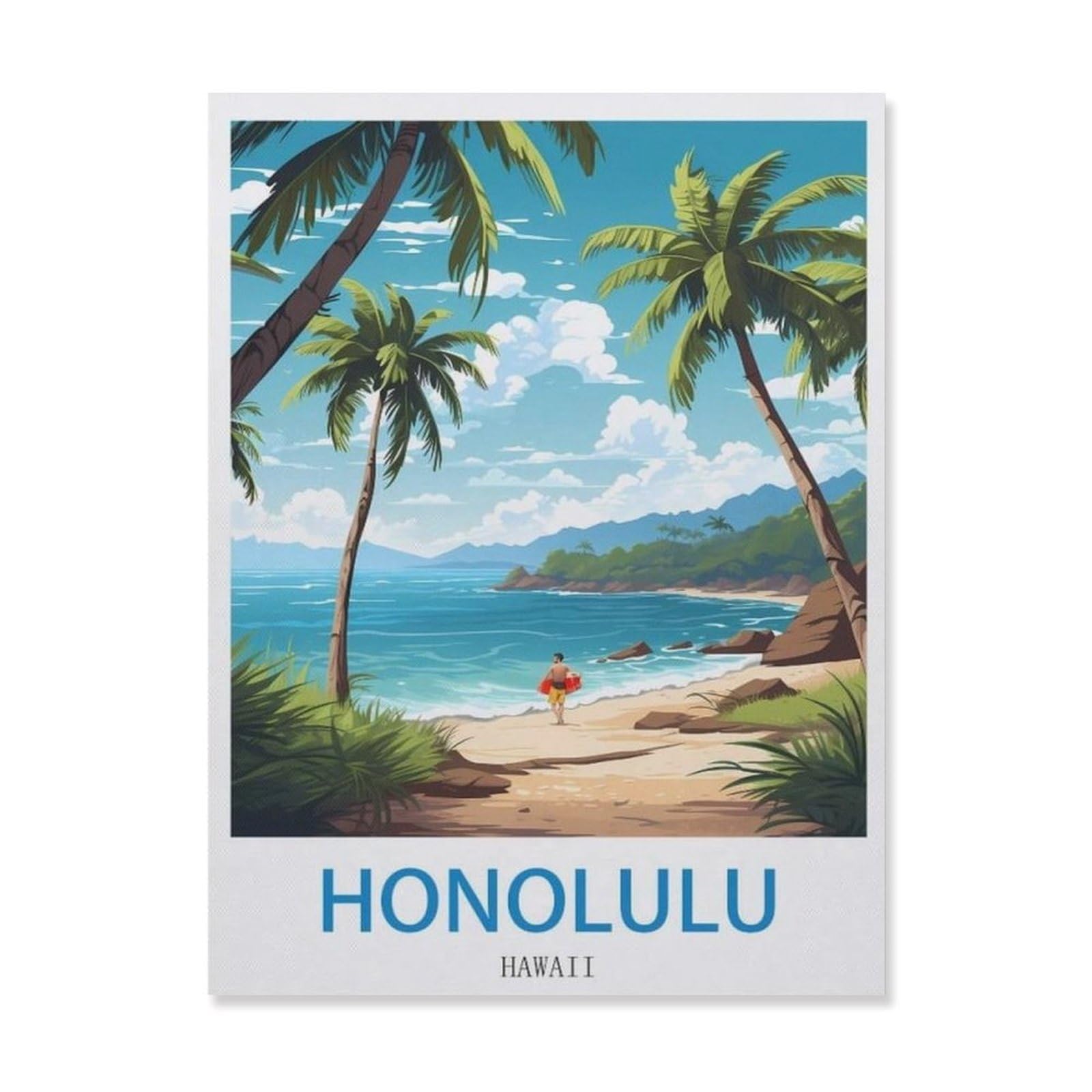 Funny Metal Tin Signs，Honolulu Hawaii，Bar Club Cave Home Kitchen Rustic Travel Metal Signs Wall Art Decor(15x30cm）6x12 inch-EI75