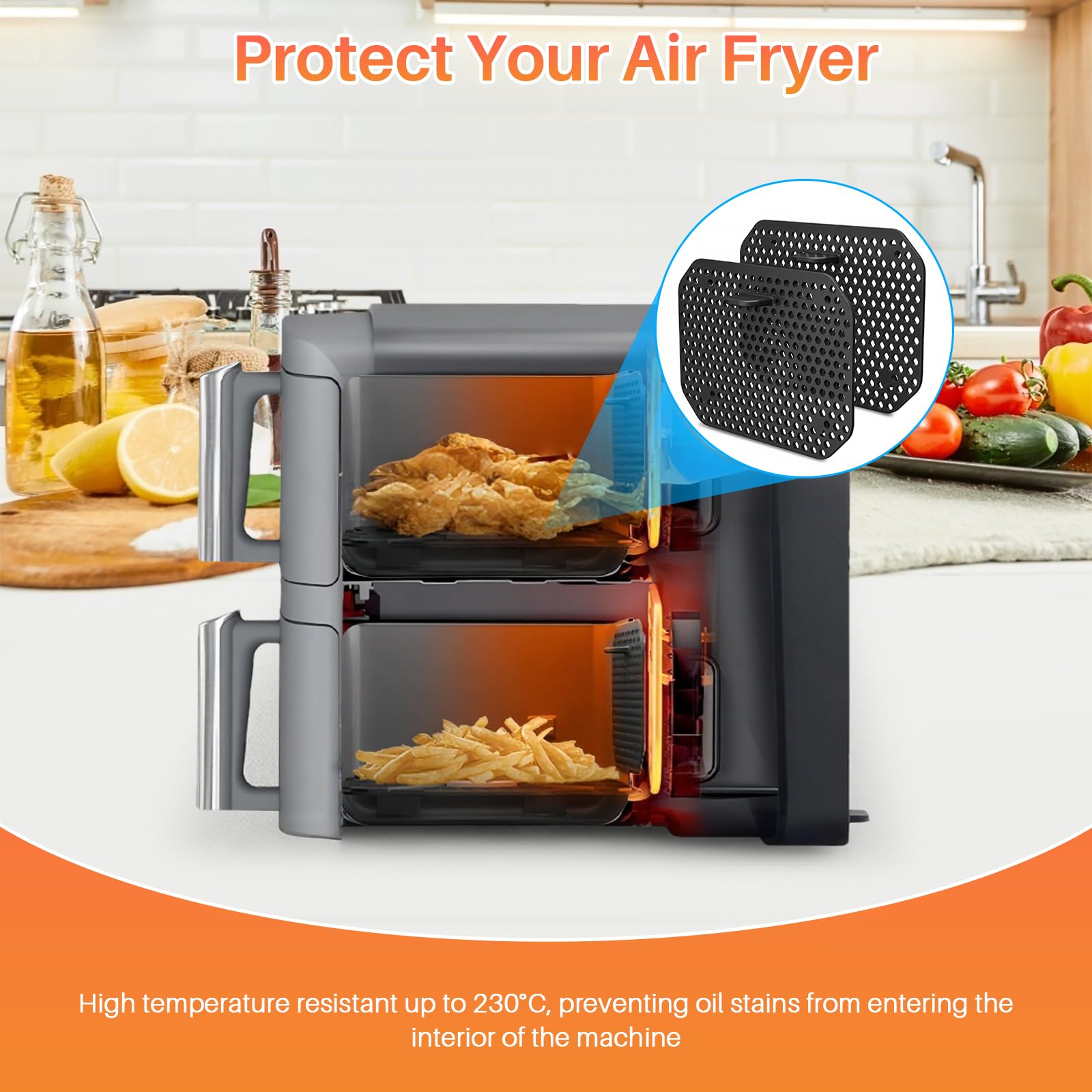 4-tlg. Spritzschutz Set Für Ninja Double Stack XL - Silikon Abdeckung Für Airfryer SL400EU/SL300EU