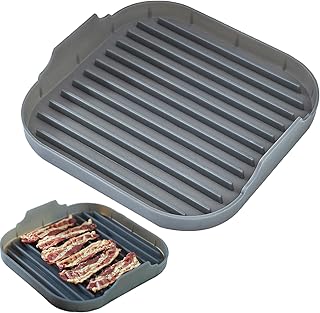 Bacon Cooker For Microwave Oven Food-Grade Silicone Microwave Bacon Tray Non Stick Bacon Tray with Grooves Dishwasher Safe Easy Bacon Maker 9.8x9.8x2 Inch Black, Microwave Bacon Cooker