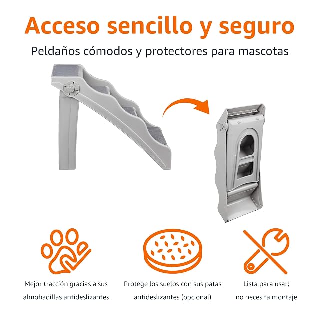 Foto 2 de 4 de Amazon Basics Escalones plegables para perros y gatos, Gris, 60.7 x 40.9 x 50.2 cm