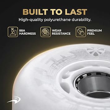 Flying Eagle LazerWheelz - Light Up Inline Skate Wheels Indoor or Outdoor Use, 80mm 8 Pack of White 88A Hardness LED Lights for Roller Skate Wheels Replacement, Adult Inline Accessories