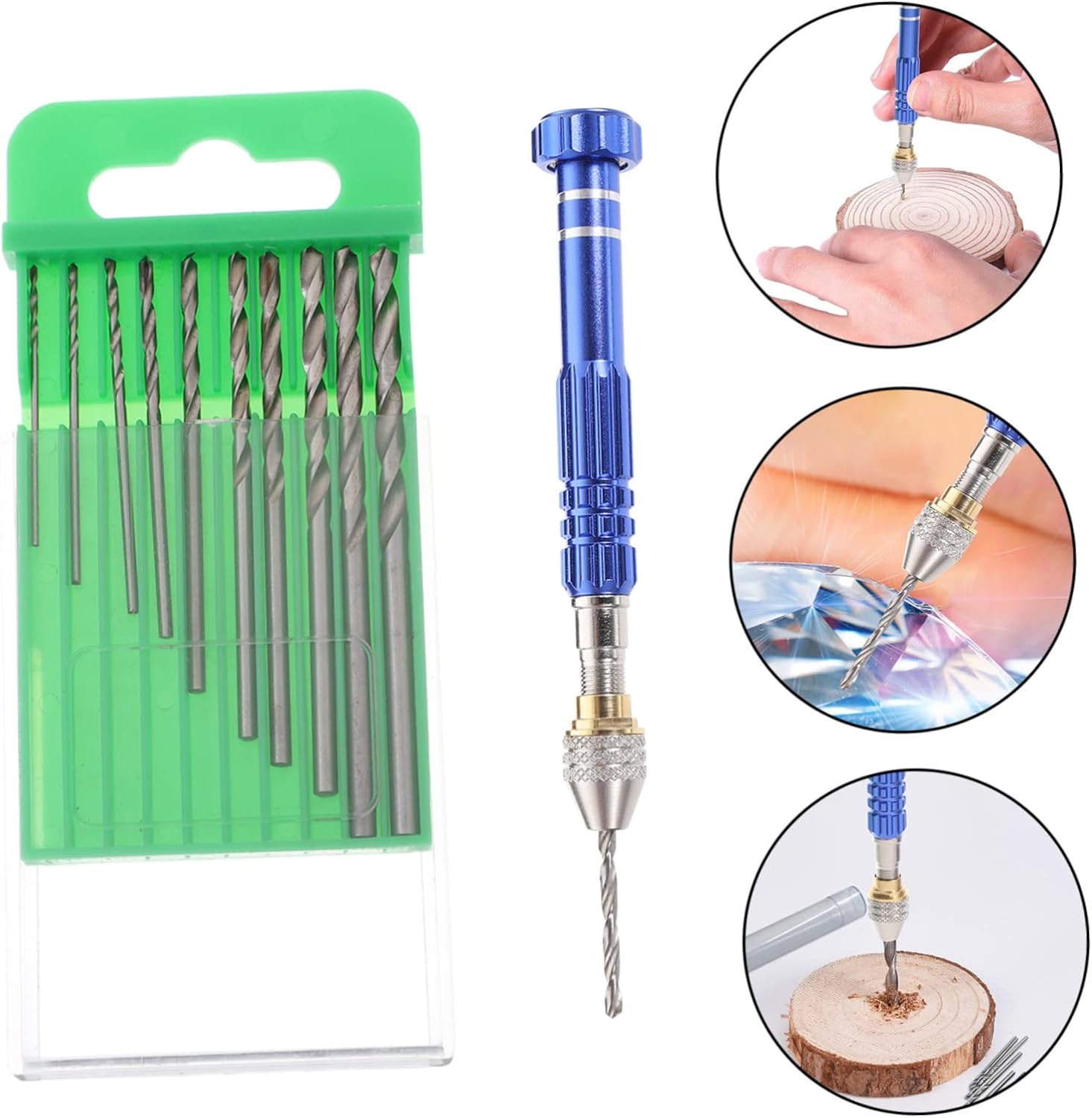 STOBOK Hand Drill Bit Set with Pin Vise Drill Bits for Jewelry Craft DIY Precision Tool for Model Making and Electronic Assembly