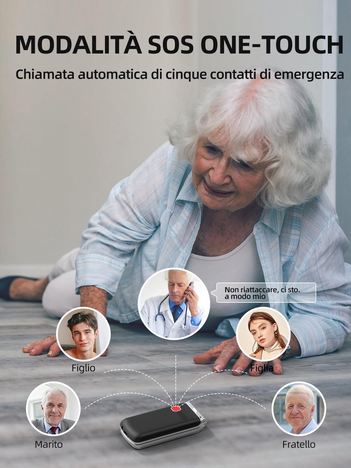 SweetLink Telefono Cellulare per Anziani con Tasti Grandi, GSM Flip Telefoni Cellulari per Anziani, Volume Alto, Funzione SOS, 2.4" Display, Contatti con Immagini, Incompatibile con iliad, Nero