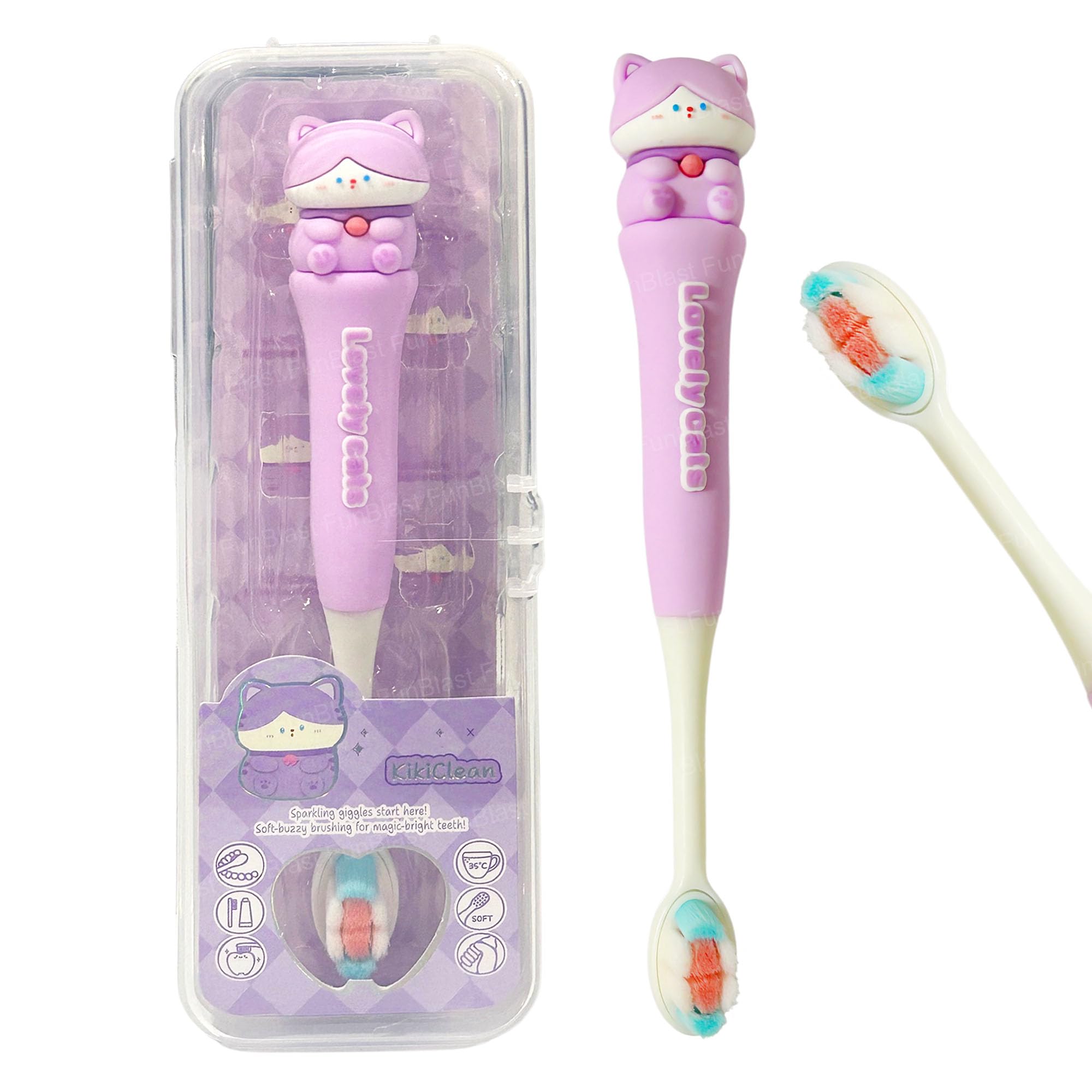 FunBlast Toothbrush for Kids, Animal Design Soft Tooth Brush, Manual Toothbrush for Kids, Extra Microfiber Soft Bristles Toothbrush for 3-6 Years old Children, Boys and Girls (Purple)-image-29