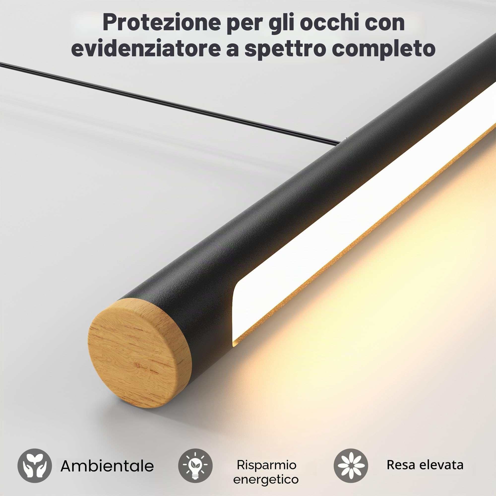 FANLG Lampada a Sospensione Moderna Dimmerabile, 80CM lampada da tavolo nero con telecomando Lampadario cucina Lampadario a sospensione Lineare Regolabile in altezza per sala da pranzo Cucina Ufficio