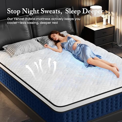 Miniatura 7 de Colchón híbrido Queen de 12 pulgadas, tamaño Queen en una caja con espuma viscoelástica de gel nueva versión, resortes helicoidales embolsados
