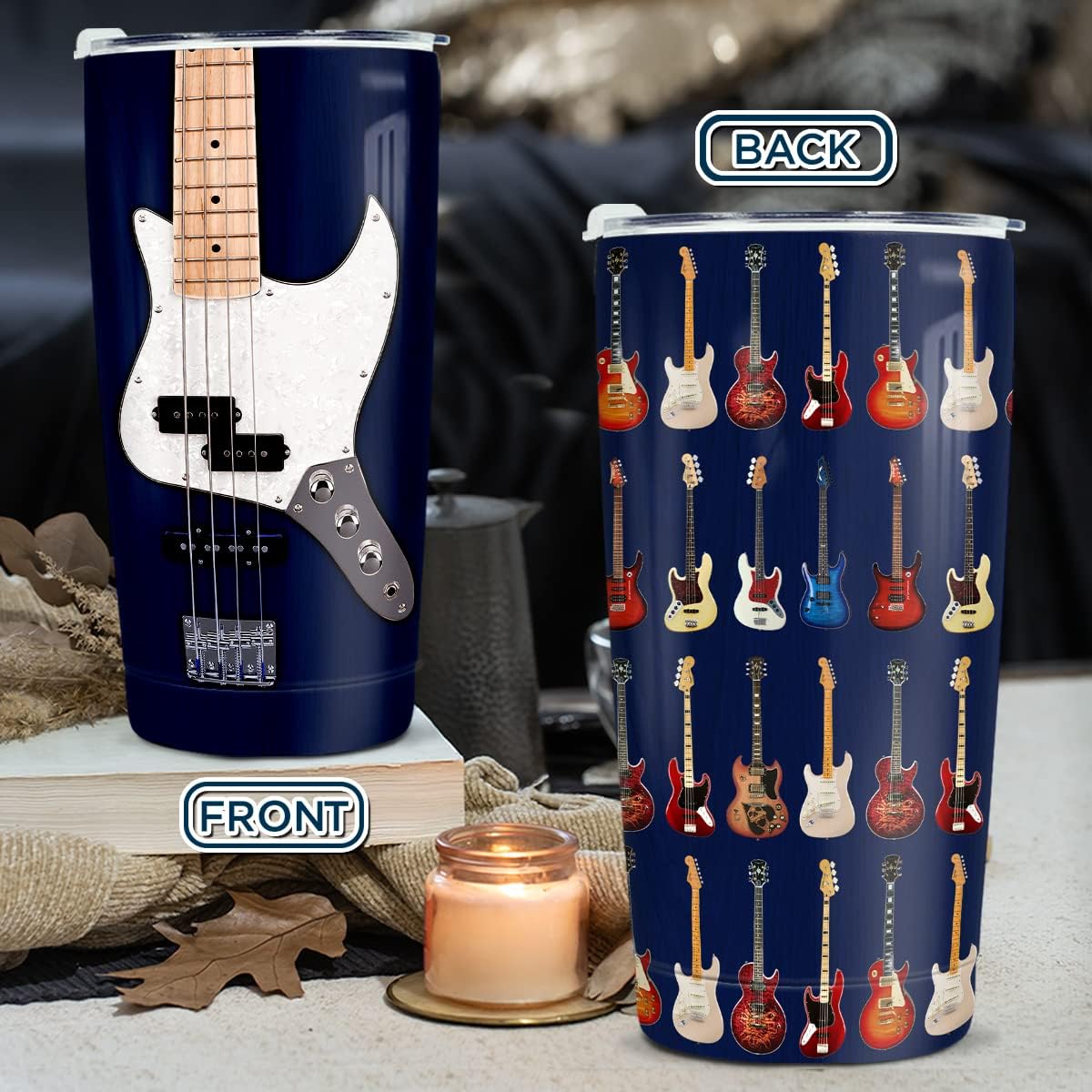 wowcugi Guitar Gifts Electric Guitar Tumbler Guitarist Gifts Stainless Steel Insulated 20oz Coffee Cups For Men Women Musician Lovers Players Christmas Birthday Accessories Gift - Image 2