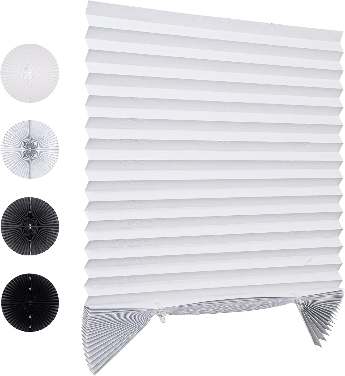 Pasoun 6pcs Pleated Shades for Windows Blackout No Drill