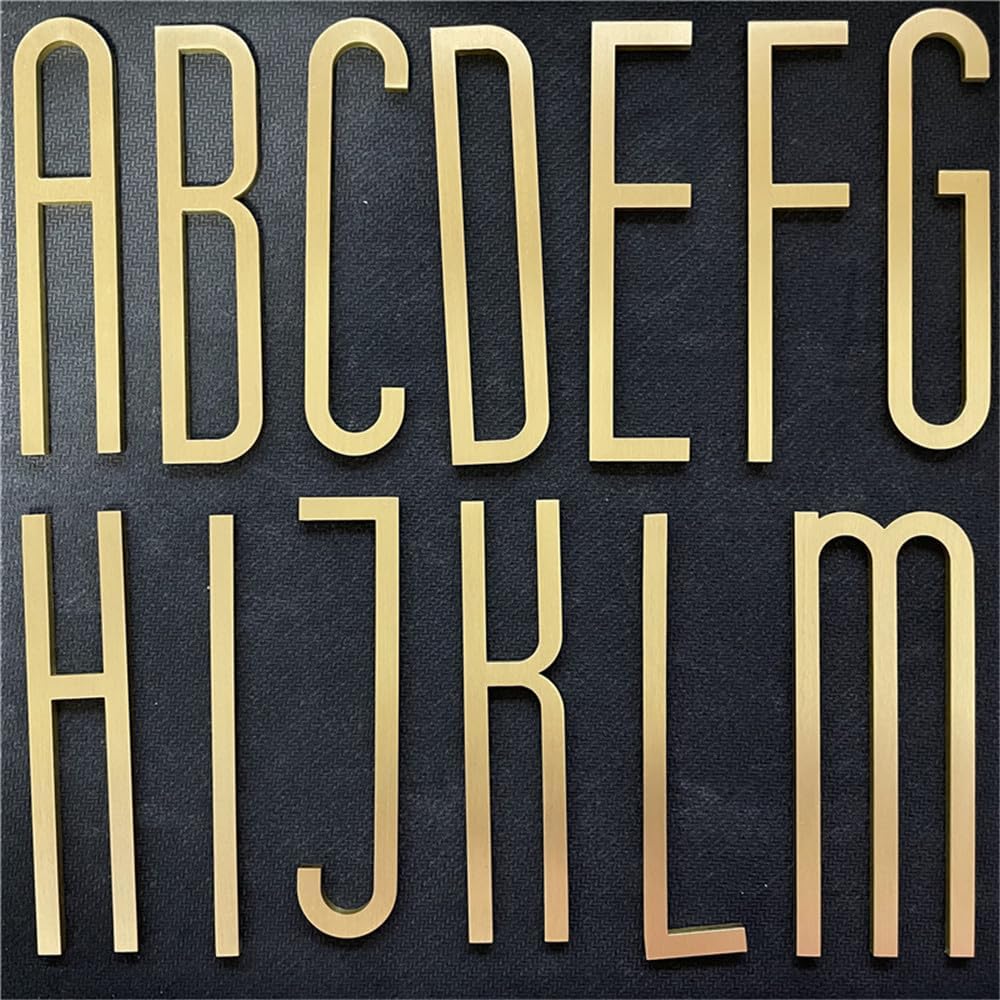3.9Inch Self Adhesive Solid Brass English Letters for Wall Decor Metal House Numbers Mailbox Numbers Street Address Plaques Numbers Hardware (Number 5)