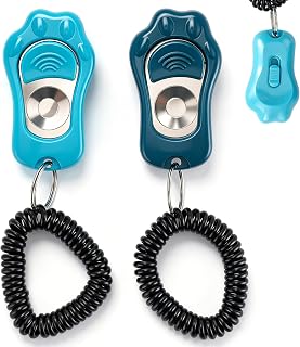 Dog Training Clicker 2 Pack with 3 Adjustable Volume & Wrist Strap | Large Button Easy Press Puppy Training Clicker for Obedience, Positive Reinforcement Tool.