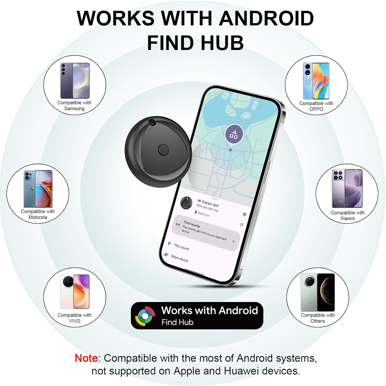 Android Smart Tag 4 Pack, Localizzatore Bluetooth per Google Find Hub（Solo per Android）-tag con Batteria Sostituibile，IP68 Impermeabile, Trova Oggetti per Chiavi/Bagagli/Zaini/Borse