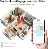 Lefant M350 Robot Aspirateur Laveur avec Station, 3 en 1, 6000Pa, Vidange Automatique, Zones Virtuelles, Navigation Laser avec Cartographie, Idéal pour Les Sols,Tapis Poils d'animaux, WiFi/Alexa/App - 9