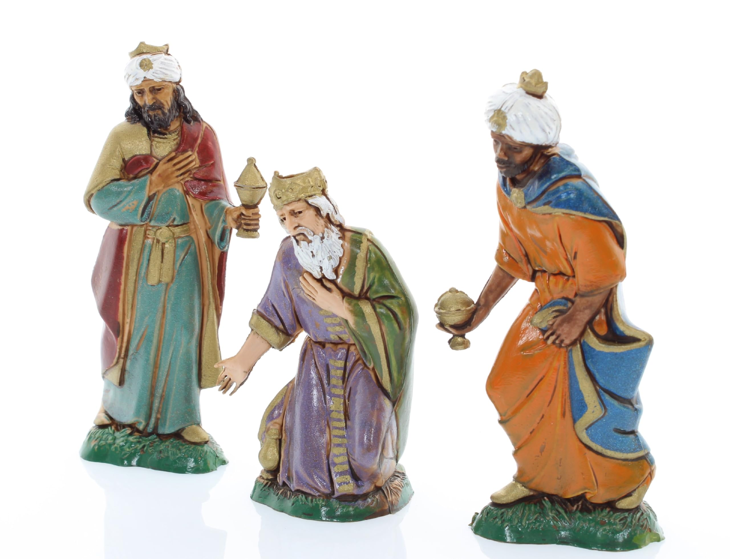 Moranduzzo Tris Rois Mages pour Crèche de 10 Cm Échelle 1:20 - Figurines de Crèche Indestructibles - Style 700', Peinture Finition à la Main, Produit Officiel, Fabriqué en Italie, Sculpteur M. Landi