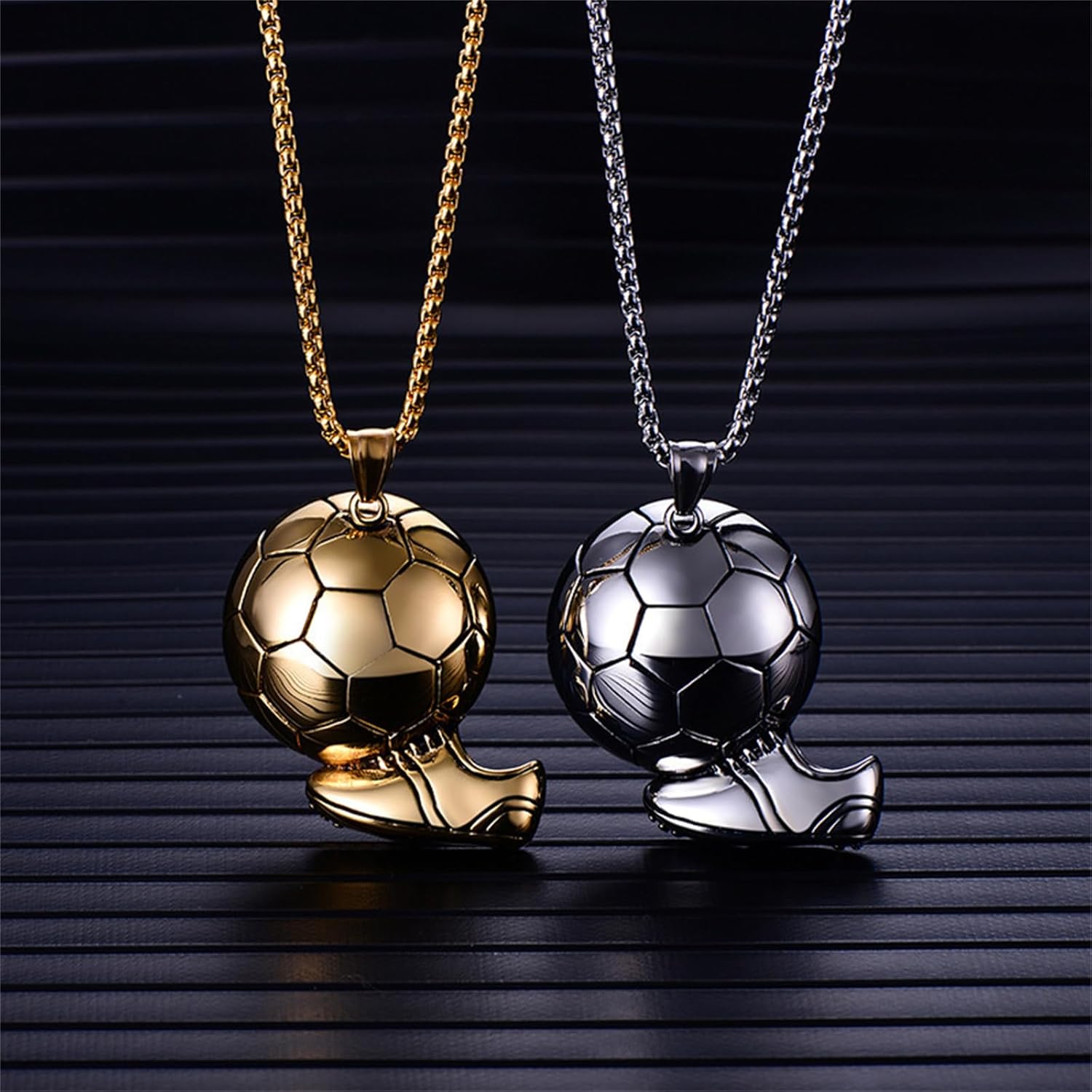 Spiritrain Soccer Ball Football Pendant Necklace for Men Women Stainless Steel Dainty Charm 3D Soccer Sneaker Sport Shoe Polished Chain Necklace for Sports Lover Hip Hop Fashion Jewelry Gifts - Image 5