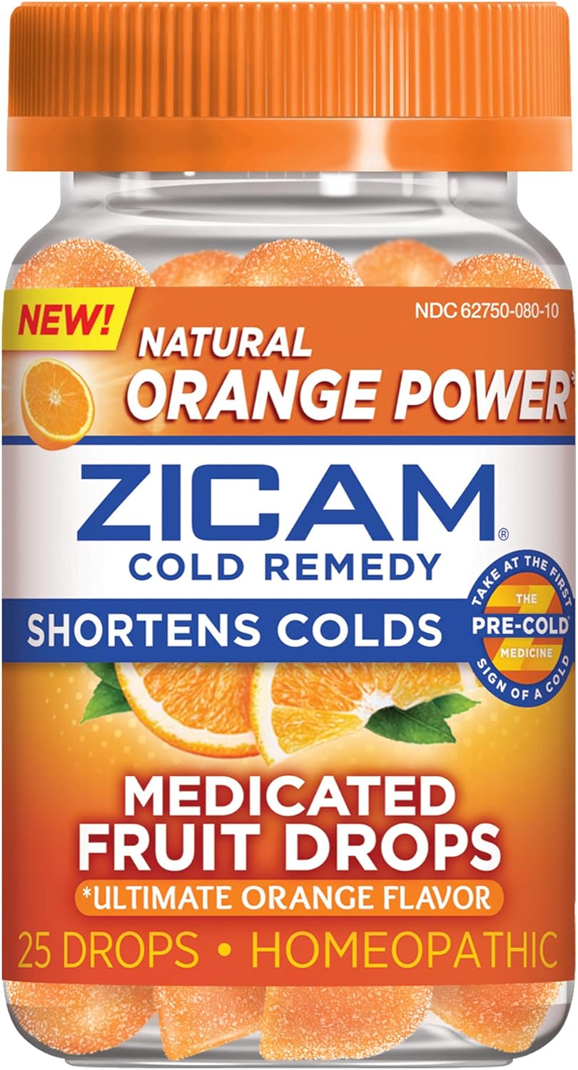 Zicam Cold Remedy Zinc Medicated Fruit Drops, Ultimate Orange, 25 Count (Pack of 1) : Everything Else