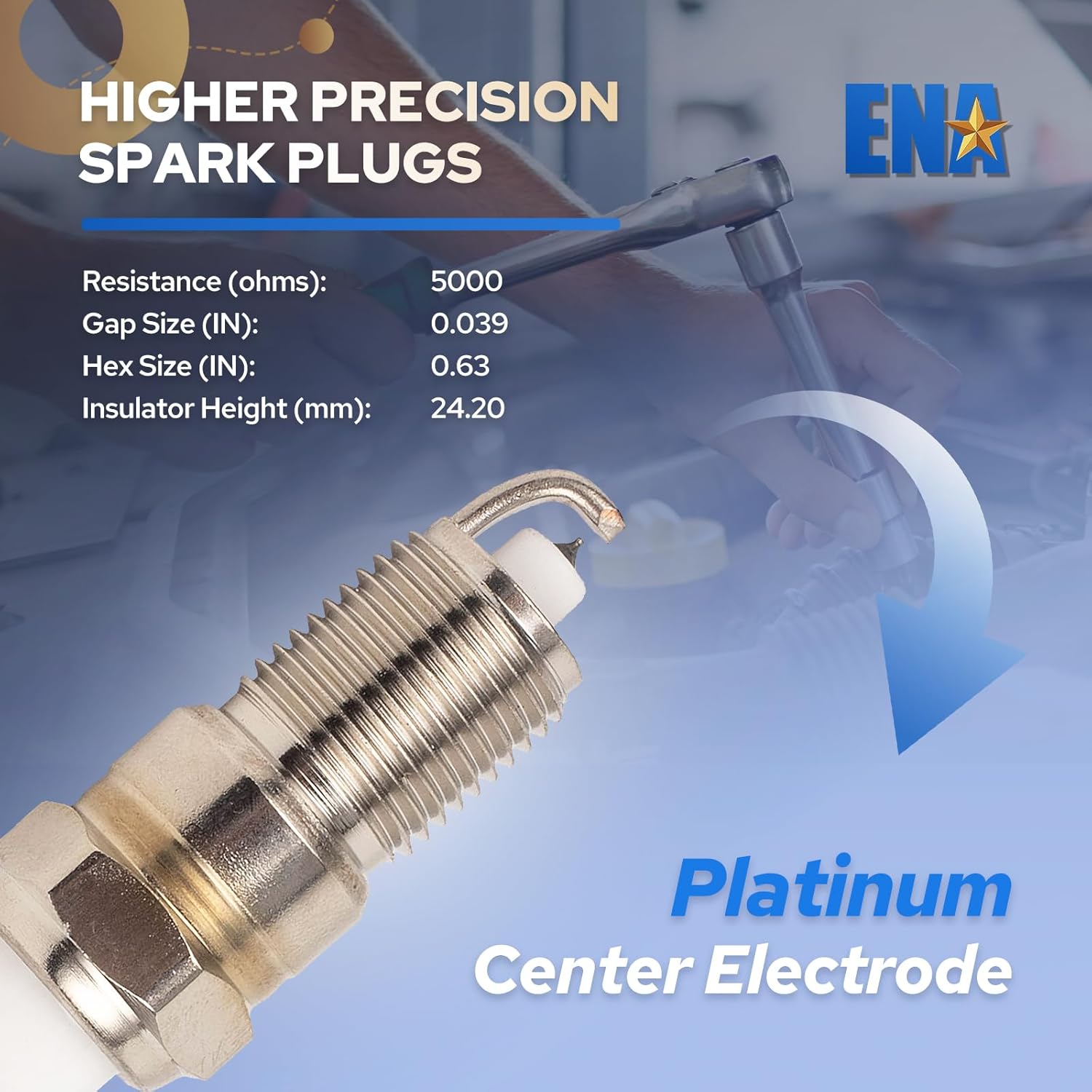 ENA Set of 8 Platinum Spark Plug Compatible with Chevrolet GMC Cadillac Pontiac Isuzu Buick Saturn Vehicles Replacement for 41962 19299585