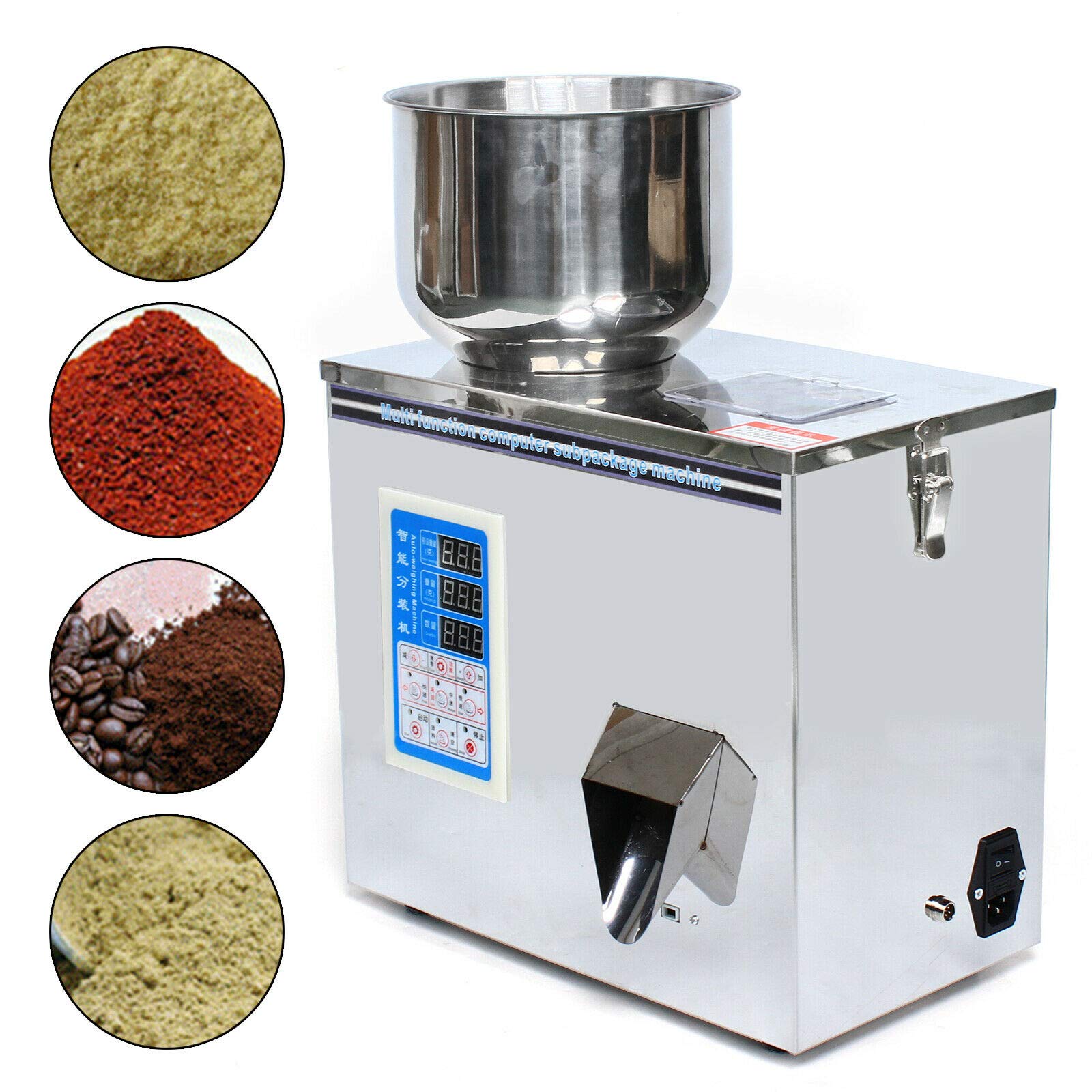 Machine de remplissage de poudre, 1-50 g, en acier inoxydable, pesée et remplissage automatiques, thé, céréales, médicaments, riz, 70 x 23 x 38 cm, moderne, industrielle