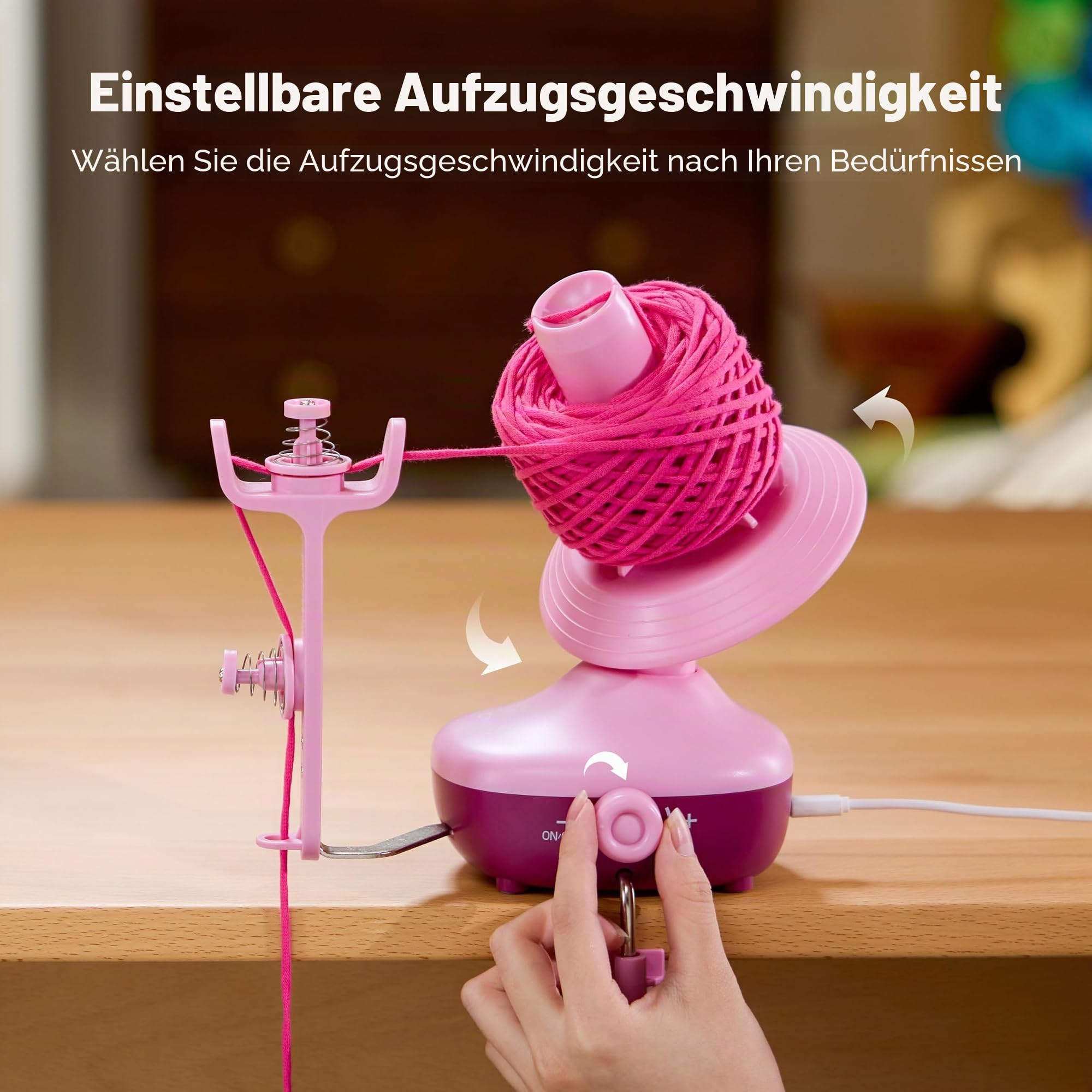 Caydo Elektrischer Garnwickler,Automatische Aufwickeln Doppelter Spannfeder | Müheloser Garnorganisator,Stufenlose Geschwindigkeitsregelung,7oz Pretty Cake,Handarbeitshelfer für Garnliebhaber & Häkelfans