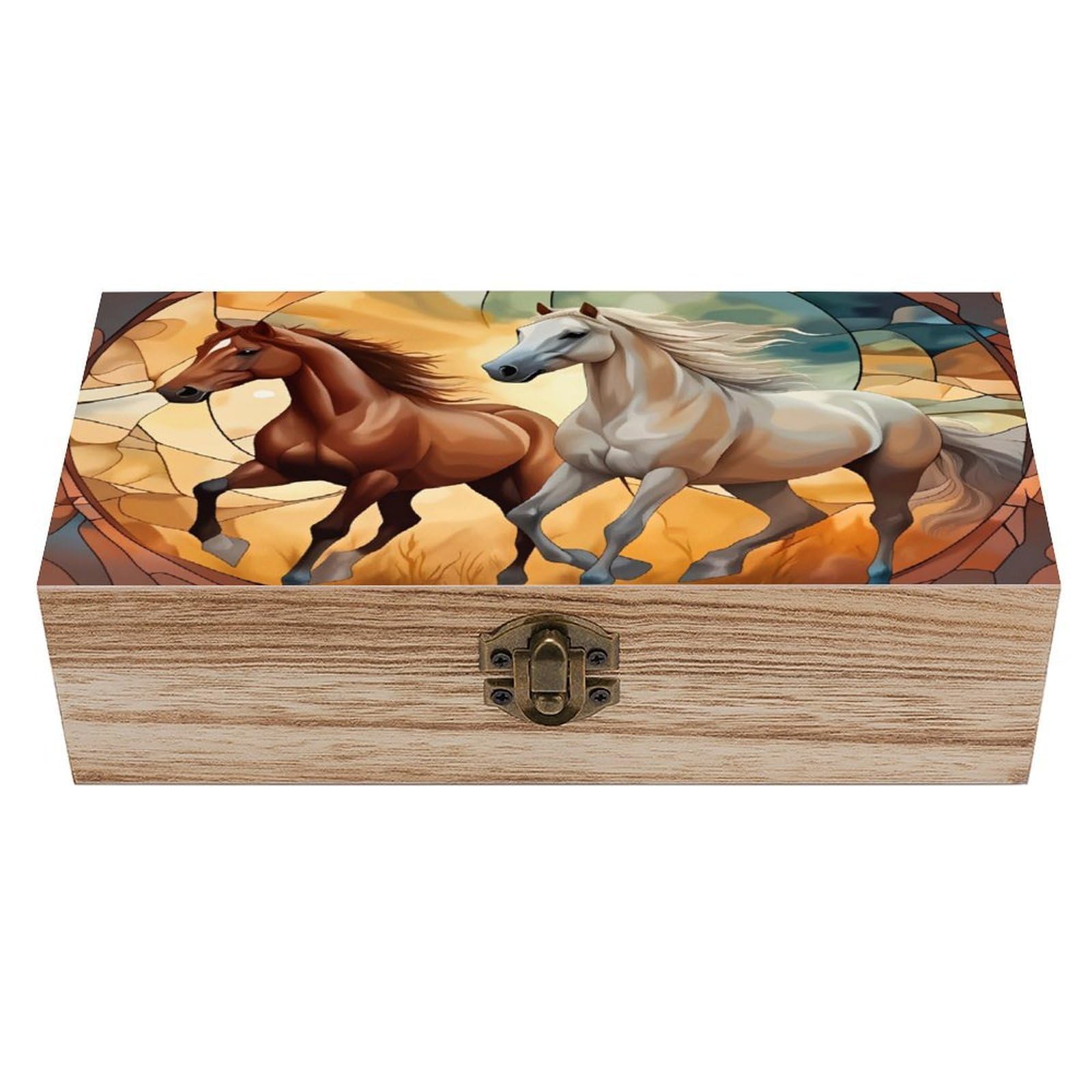 asbwuo The Running Horse Vintage Wooden Keepsake Box