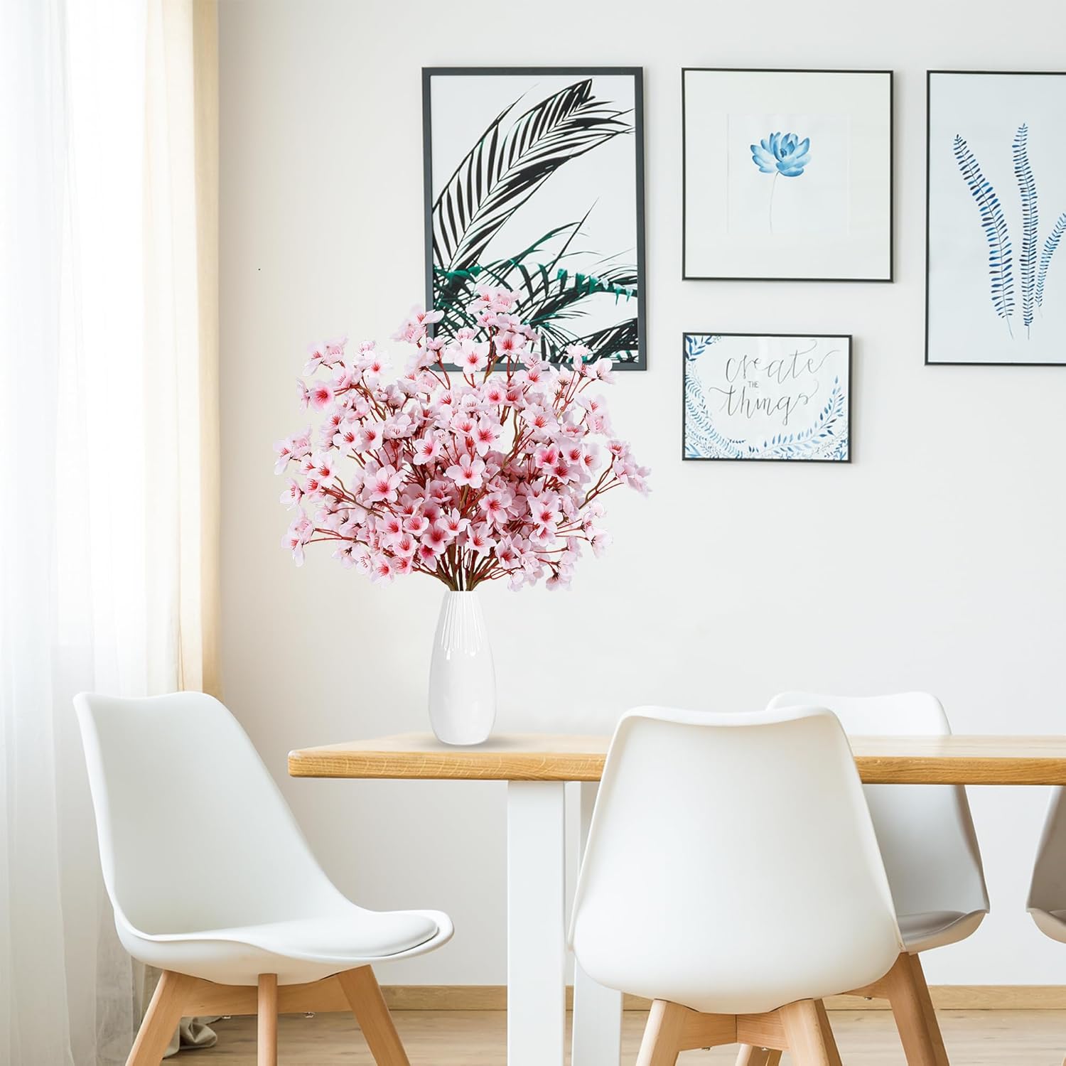 Sggvecsy Artificial Cherry Blossom Flowers 8 Pcs Faux Cherry Blossom Stems Faux Silk Cherry Blossom Branches 15.7’’ Fake Peach Flowers for Vase Arrangements Home Wedding Table Decor (Pink) - Image 3