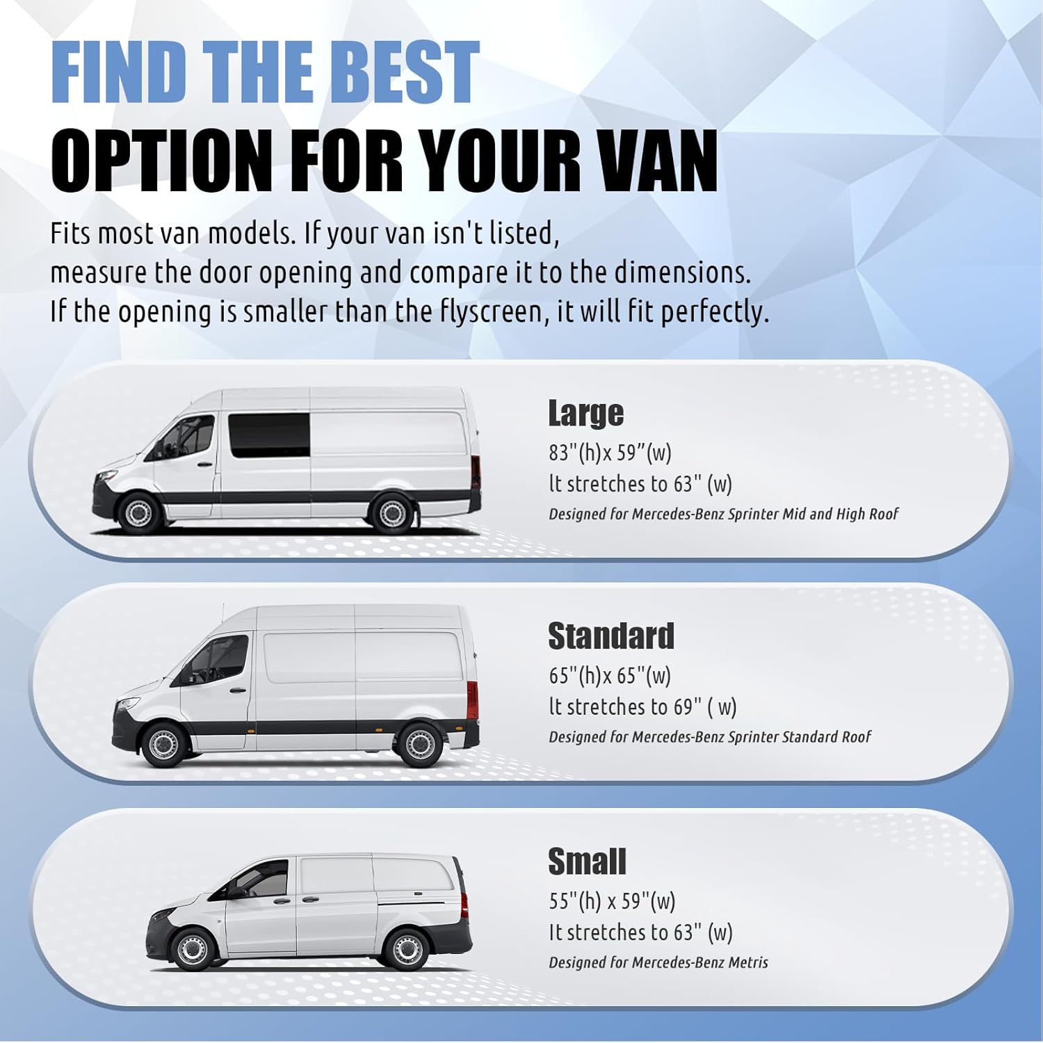 RV Mosquito Net Magnetic Insect Screen is Available in Three Sizes, Compatible with Van Bug Screen for Mercedes Sprinter, Ford Transit (Large：83 * 59 inches)