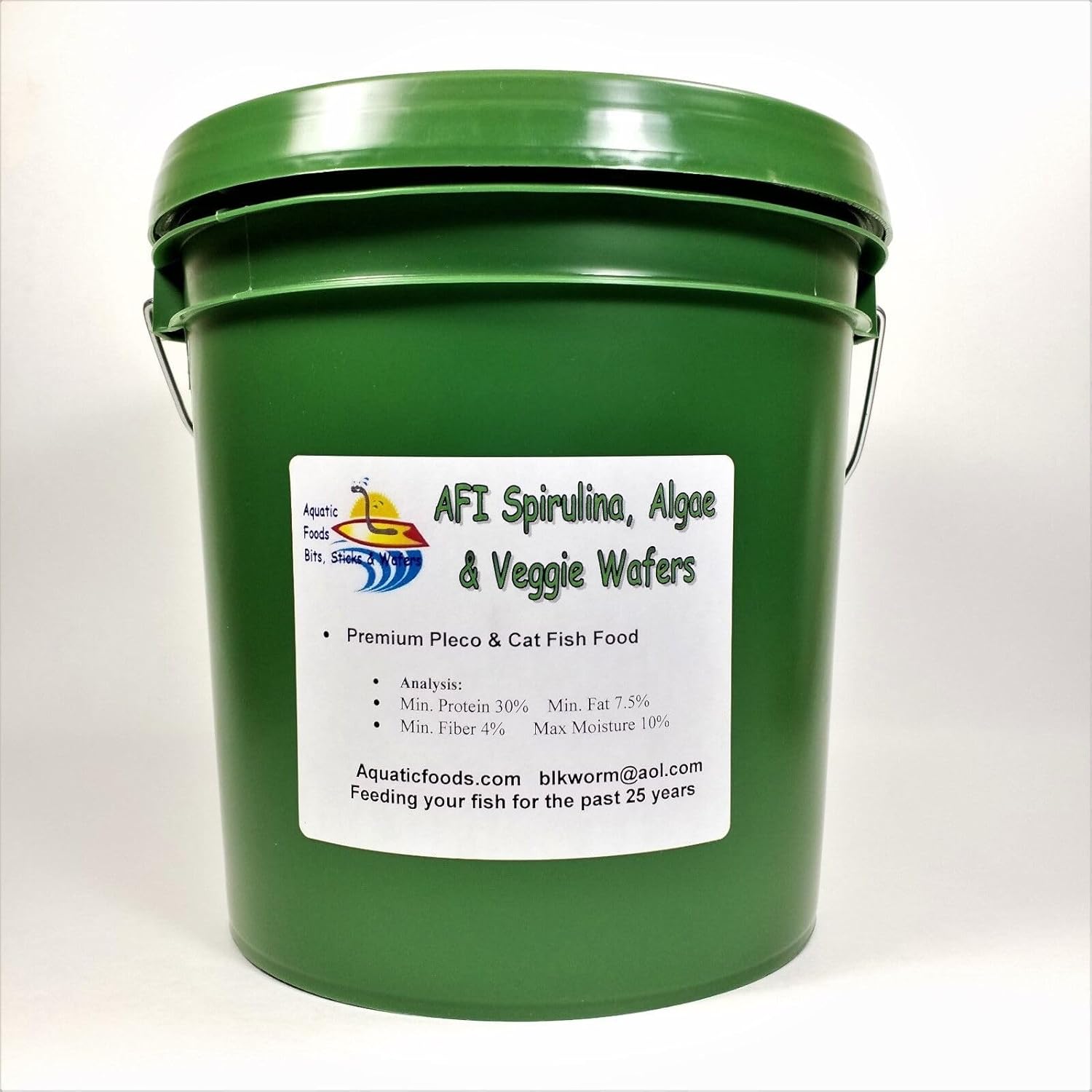 Aquatic Foods Inc. 12mm - 1/2" Sinking Wafers of Algae & Spirulina Ideal for Plecos, Bottom Fish, Catfish, Shrimp, Snails, Crayfish, All Herbivorous & Omnivorous Tropical Fish. AFI 5-lb Bucket