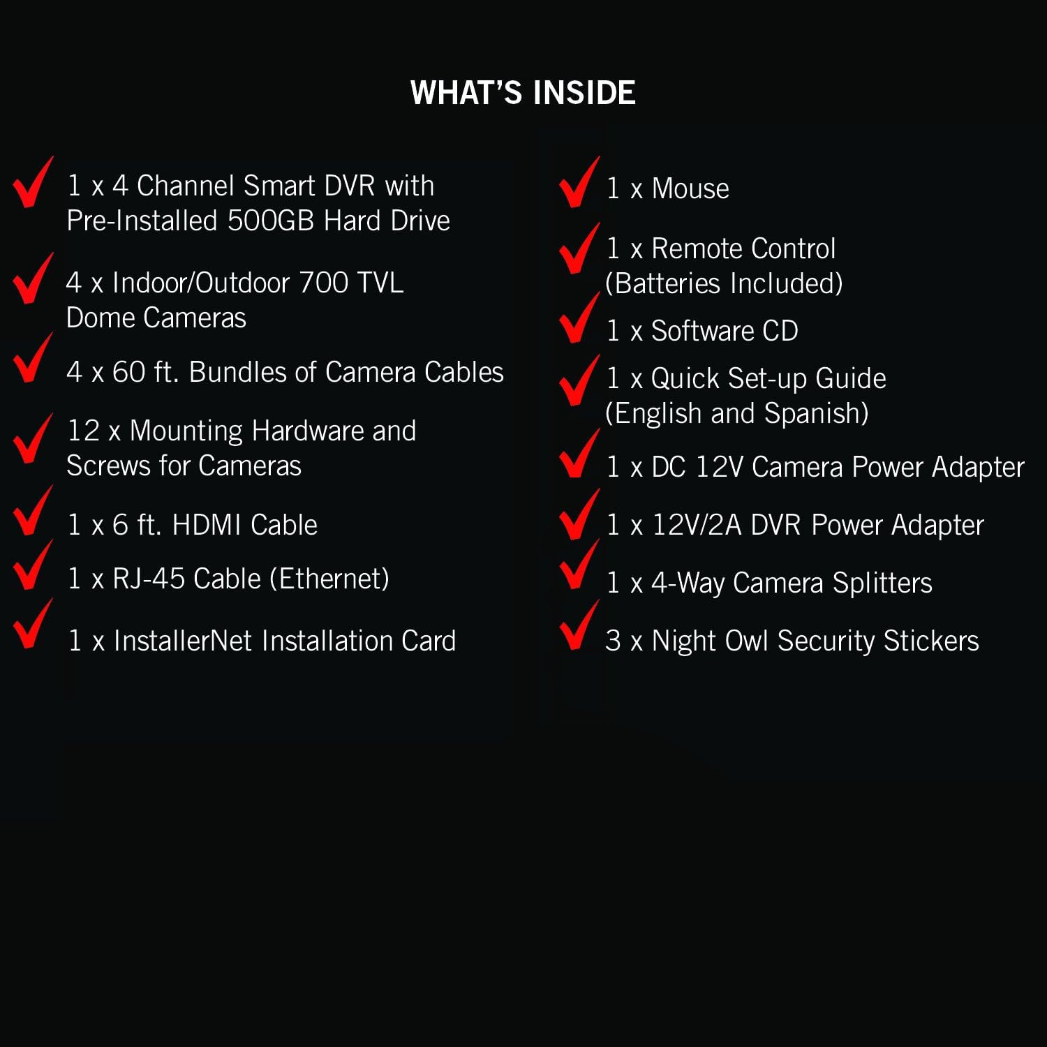 Crаzу Dеаlѕ Night Owl Security B-PE45-4DM7 4-Channel DVR System with 500GB HDD, HDMI Output, 4 Hi-Res 700 TVL Dome Cameras (Black)