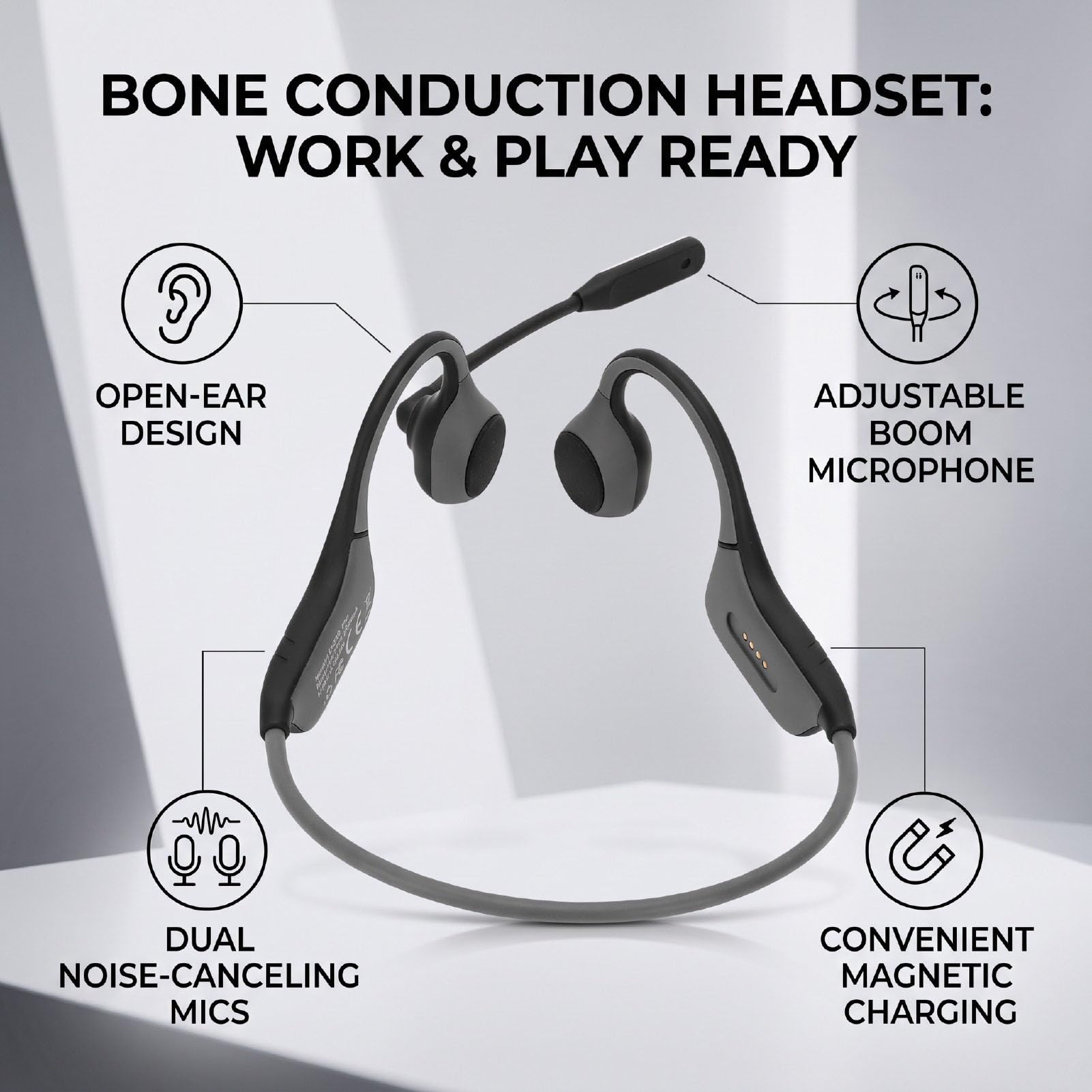 Sxhlseller Casque à Conduction Osseuse, Ajustement, Double Micro,