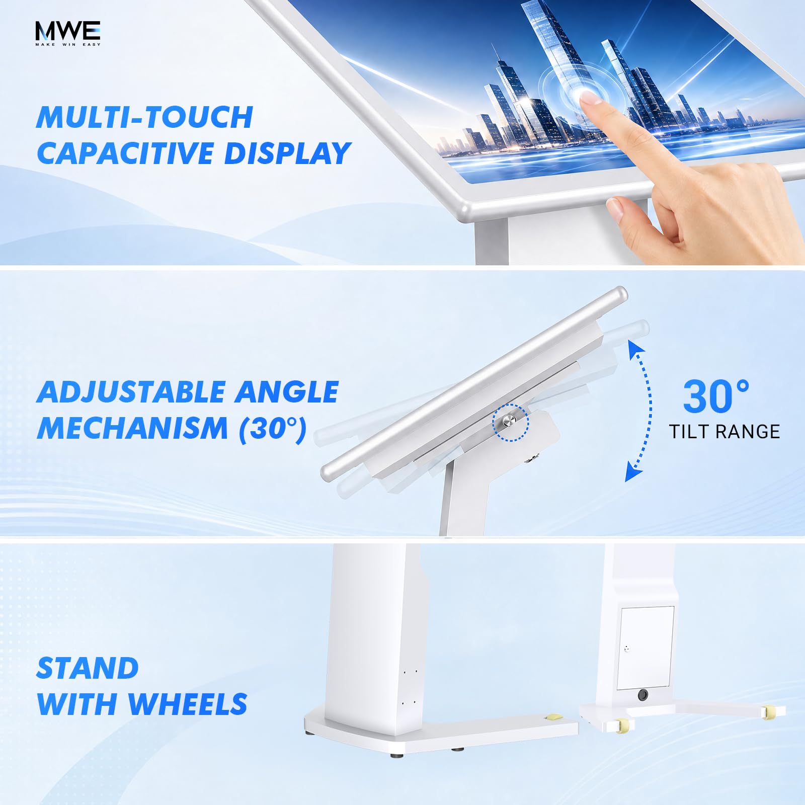 Touch-Screen Self Service Kiosk, Interactive Digital Display Stand with Pedestal Base, Digital Signage,FHD Information Kiosk,Applicable for Content Query and Information Publishing (21.5 inches)