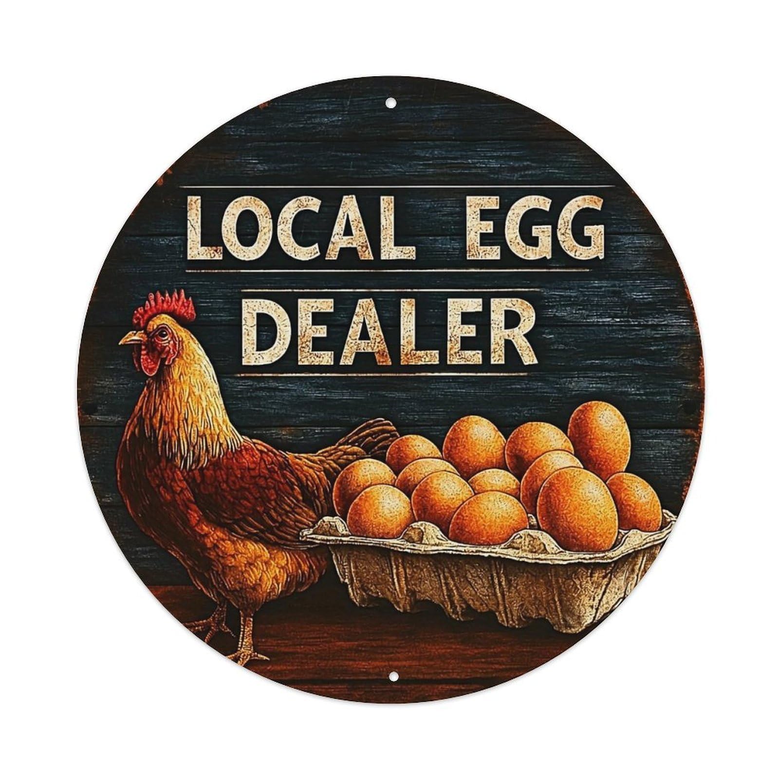 Local Egg Dealer Chicken Cartons Tin Sign Metal Poster Vintage Metal Signs for Home Man Cave Bar Cafe Kitchen laundry room Wall Decorations 8x8 inches