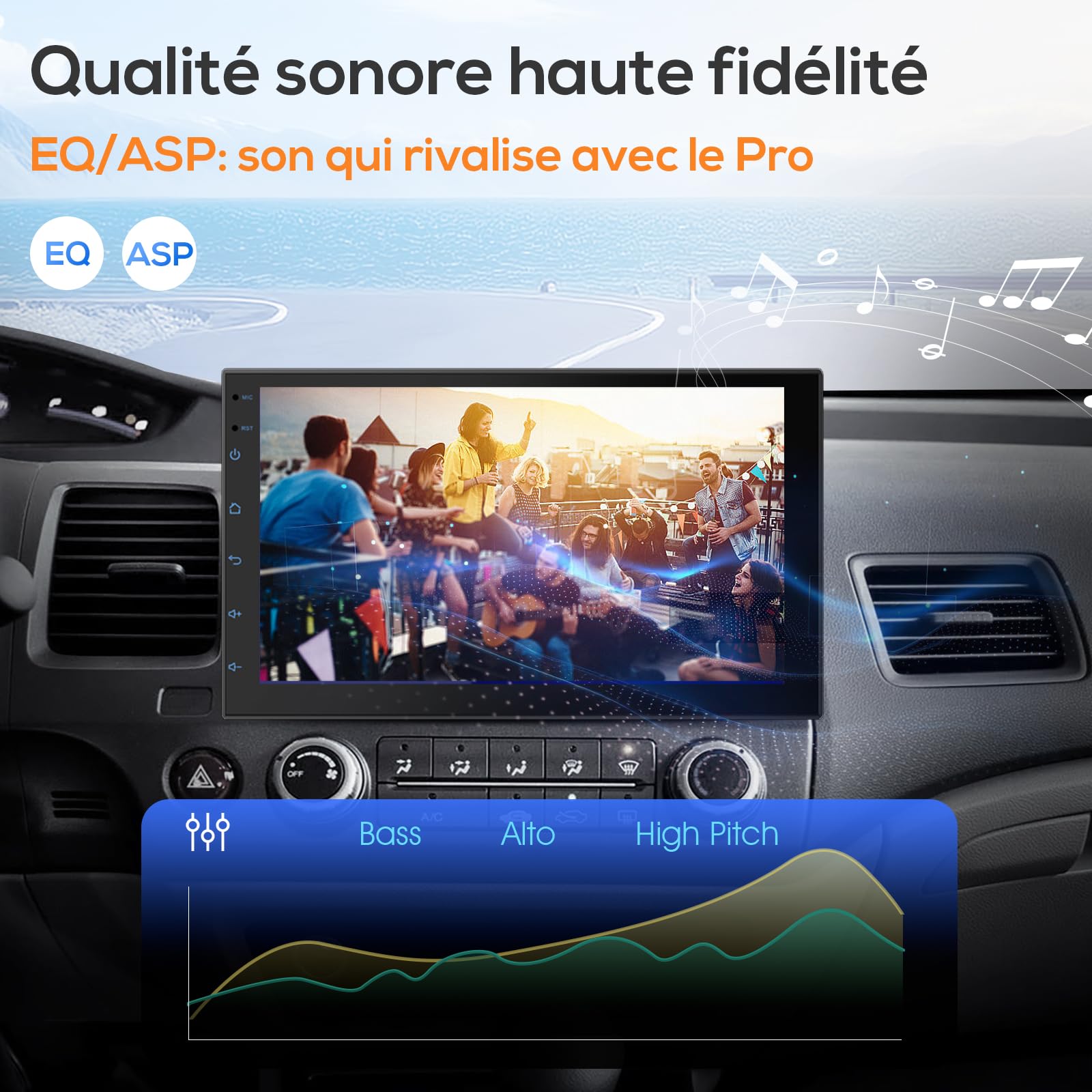 Haudio Portable CarPlay Voiture et CarPlay & Android Auto sans Fil, 7 Pouces Ecran Tactile avec Caméra de Recul, Bluetooth, Mirror Link, GPS, Commande Vocale, for Divers Véhicules