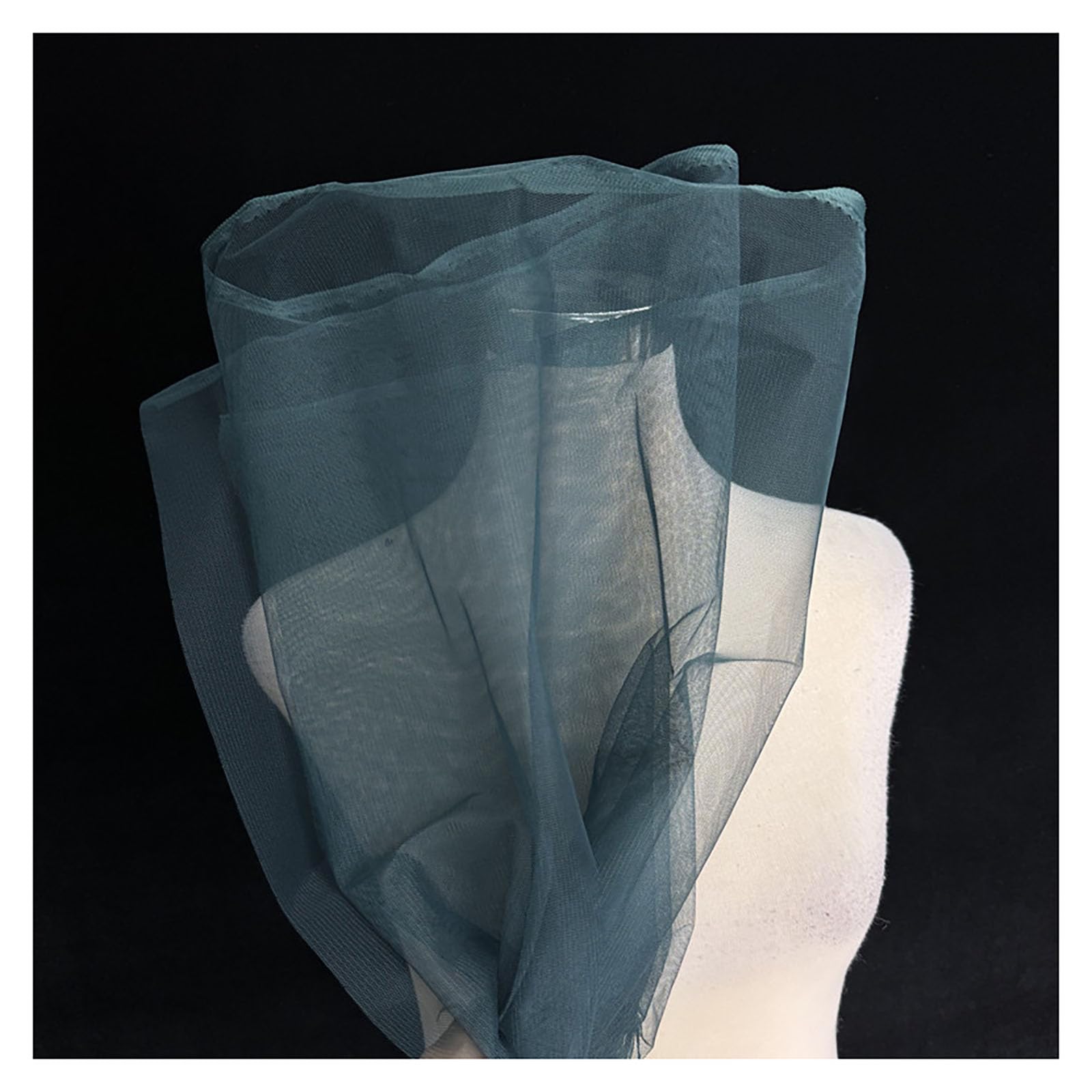 500 x 160cm Tüll Stoff Meterware, Tüllstoff Standfest, Transparent Mesh Stoff zum Nähen, Feiner Netzstoff Polyester Tüll Dekostoff für DIY Kleidung Tutu Rock Hochzeit, Dunkelgrün