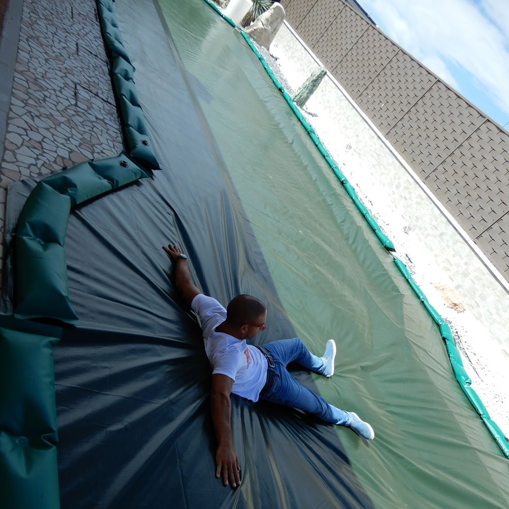 Telo invernale 11 X 6 con tubolari antivento antiribaltamento ad appoggio - per piscina 10 X 5