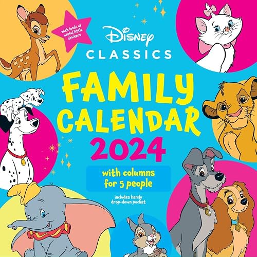 Disney Classics 2024 Calendar, Month To View Family Wall Planner 5 Column Organiser, Official Product