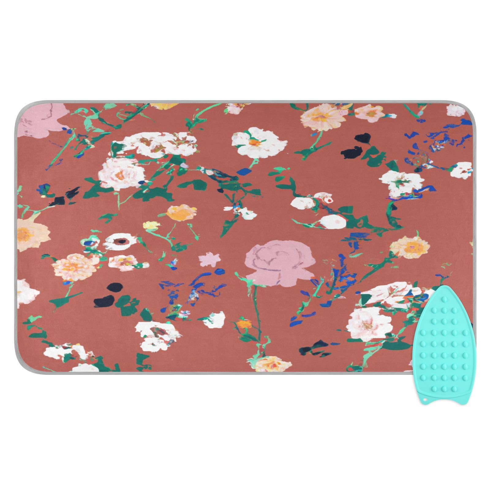Bulletgxll Romantic Summer Floral Ironing Mat Portable Travel Ironing Pad Heat Resistant Ironing Blanket for Washer, Dryer, Table Top, Countertop, Ironing Board (27.6 x 47.2 Inches)