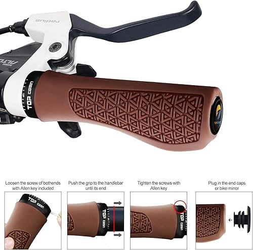Vista 48 de Empuñaduras de manillar de bicicletas, empuñaduras ergonómicas de aluminio para bicicleta, vibraciones de amortiguación, empuñaduras de manillar