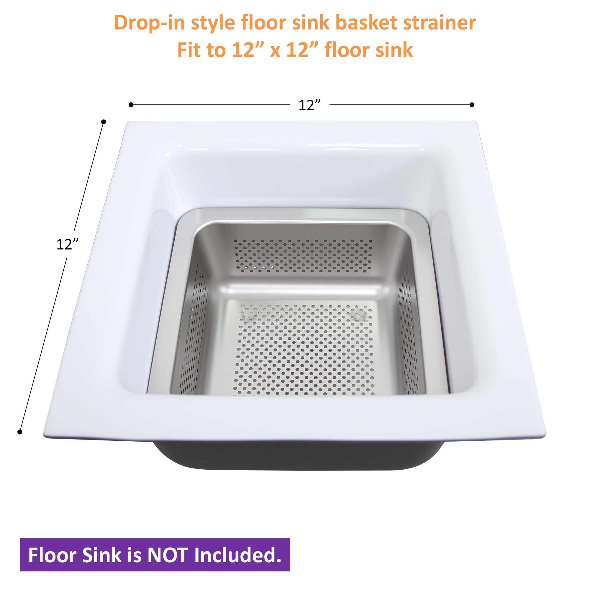 GSW Stainless Steel Compartment Drop-In Sink Drain Basket - 18x18 Inches, Model SD-1818