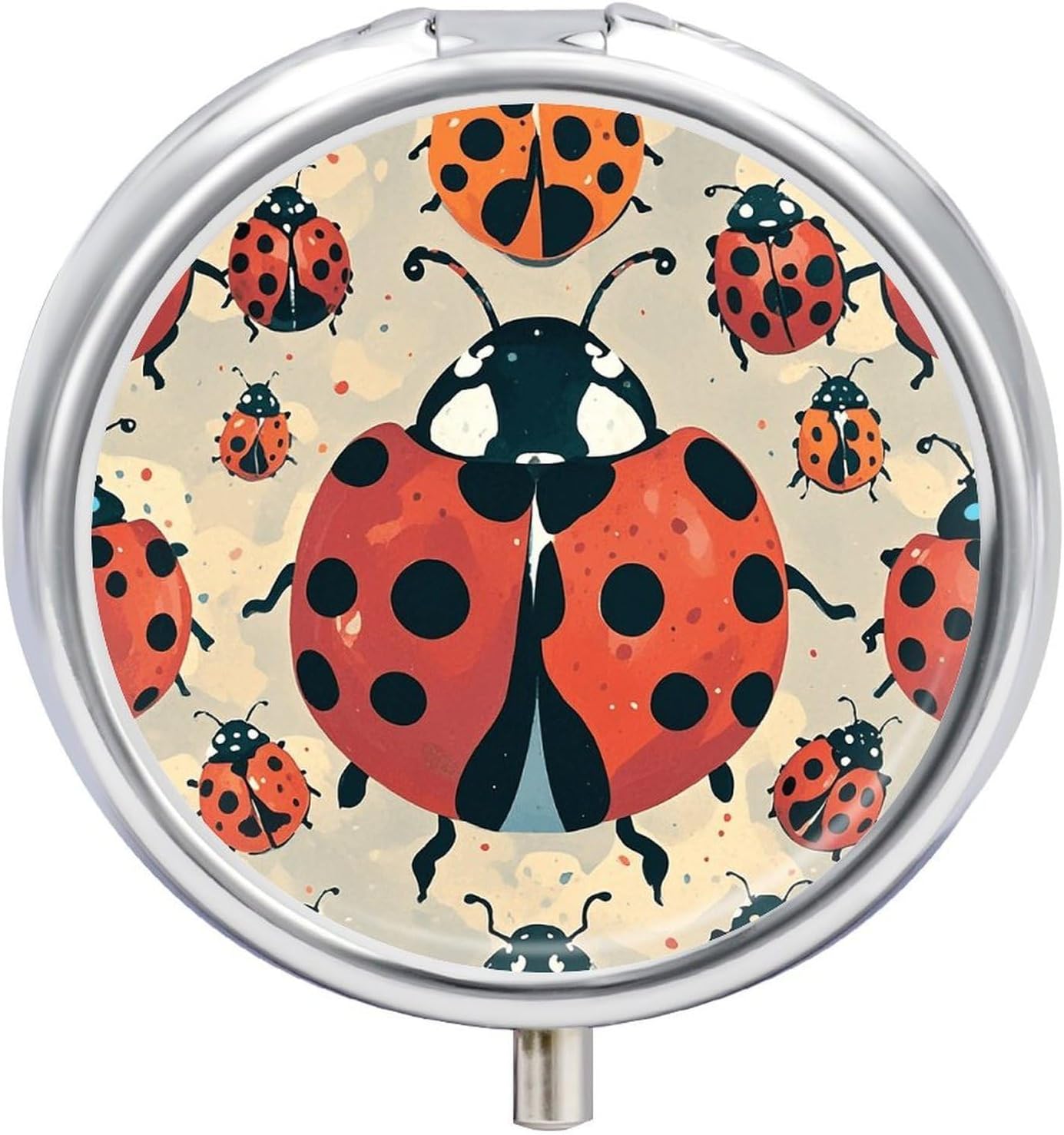 Ladybugs Pattern Speckled Pill Case 3 Compartment Travel Pill Box