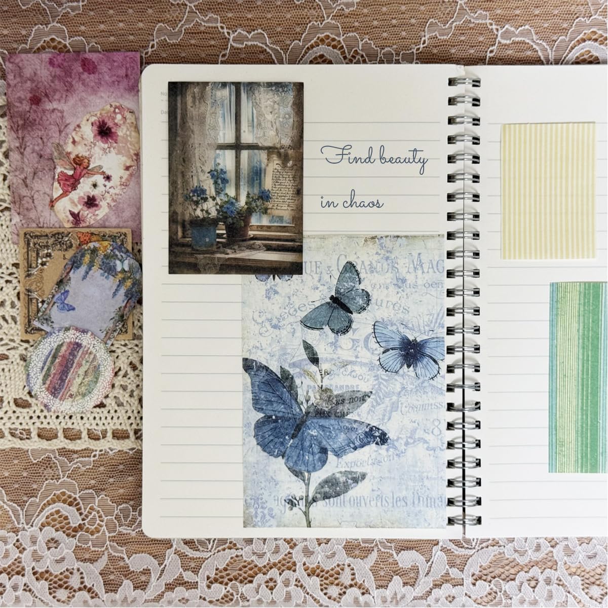 400-Sheet Vintage Scrapbook Paper Set for junk journal supplies
