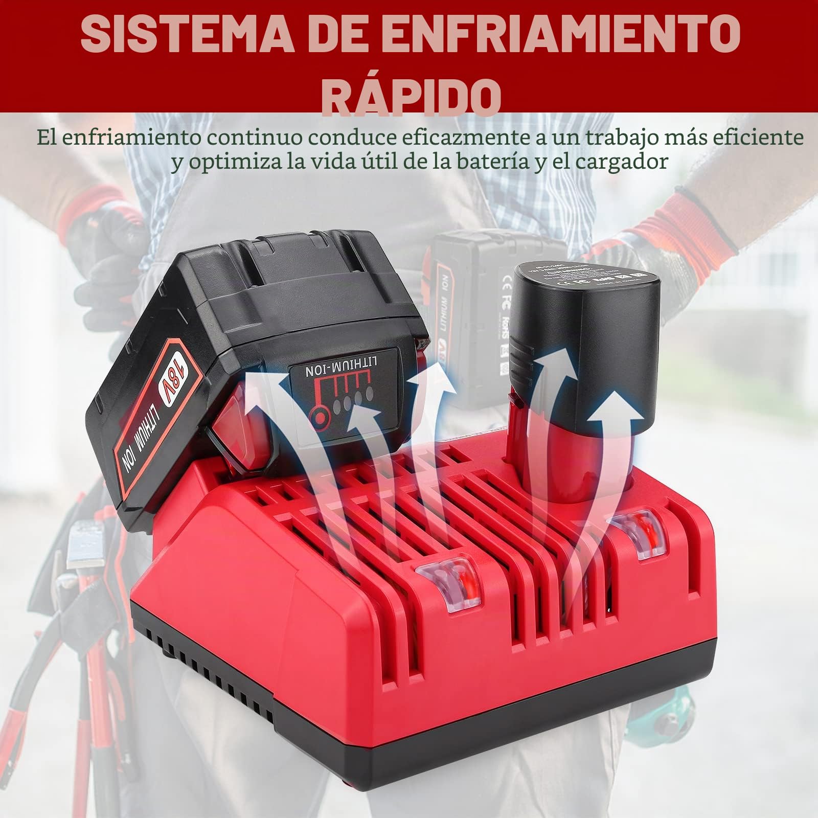 Cargador Repuesto para Milwaukee 18C 12V~18V Rápido Cargador Compatible con Baterías para Milwaukee 18V 48-59-1812 48-11-2420 48-11-2402 48-11-2440 48-11-1850