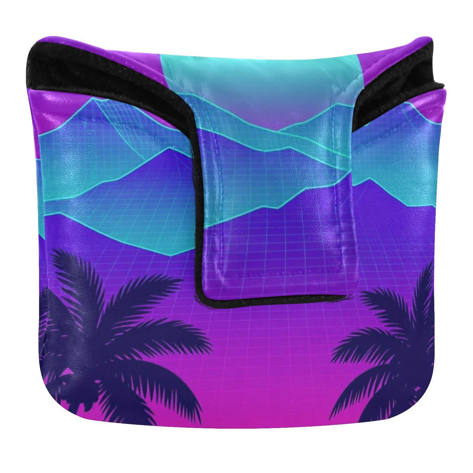 Golf Mallet Putter Cover Magnetic Closure Retro 80s Vaporwave Sunset