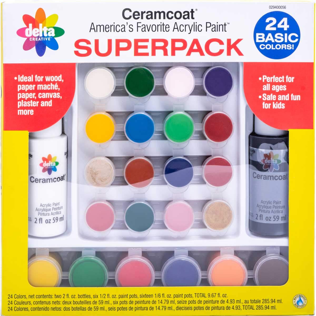 Delta CERMACOAT Ensemble de peinture 24P pour vos ateliers décoration maison